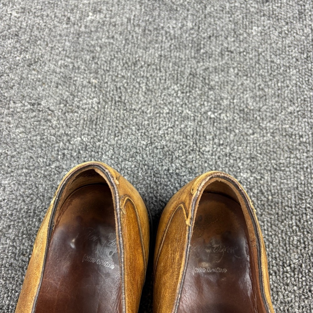 Alan Payne Handmade Italian Leather Cap Toe Oxford Shoes Mens Size 9 Brown Blake - Picture 10 of 14